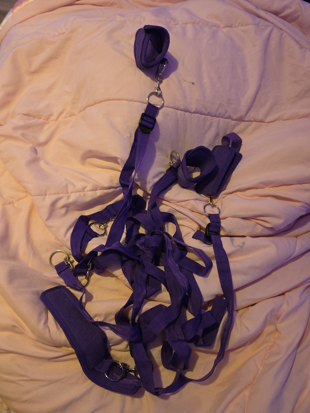 Purple Adjustable Bed Restraint Strap Set